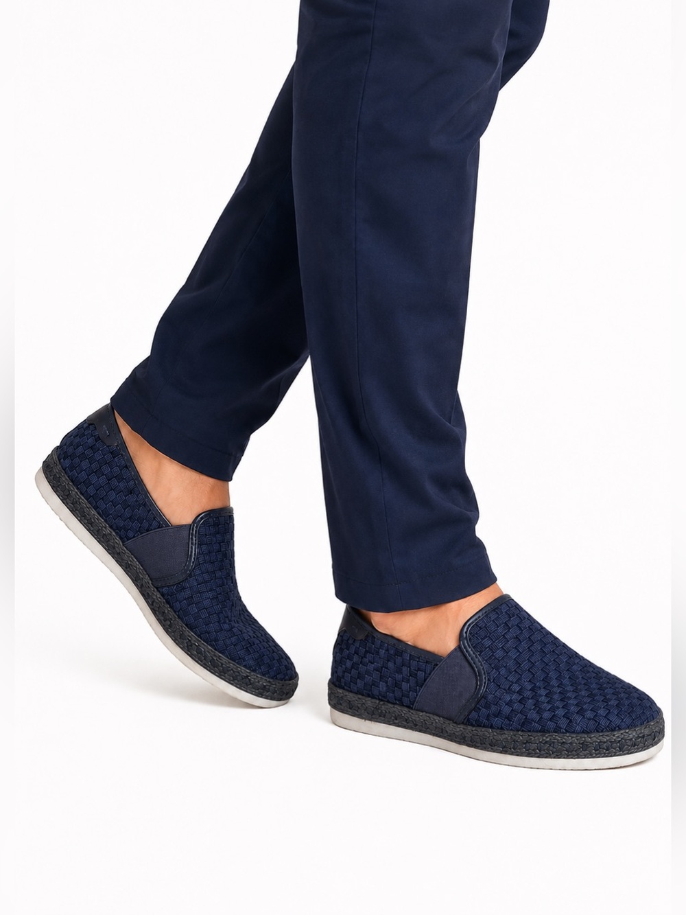 Geox Respira Copacabana Navy Slip-On Woven Casual Shoes
